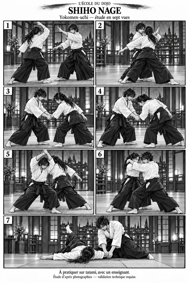 Aperçu de la planche Yokomen-uchi — Shiho nage